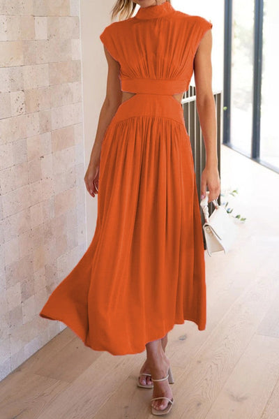 Summer Green Ruffled Short Sleeve Cut Out Maxi Dress