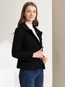 Black Baby Doll Collar Long Sleeve Button Jacket