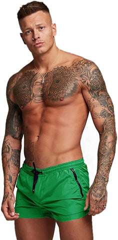 Men's Drawstring Green Swim Shorts