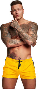 Men's Drawstring Yellow Swim Shorts