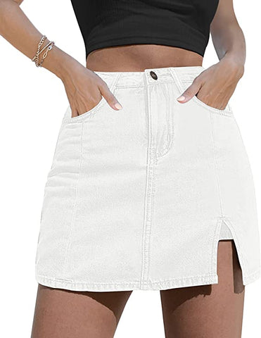 5 Pocket White Denim Skort Skirt