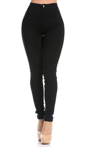 Fitted One Button Black High Waisted Stretchy Skinny Jeans