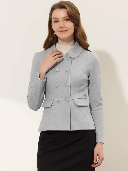 Grey Baby Doll Collar Long Sleeve Button Jacket