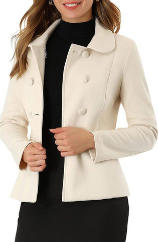 White Baby Doll Collar Long Sleeve Button Jacket