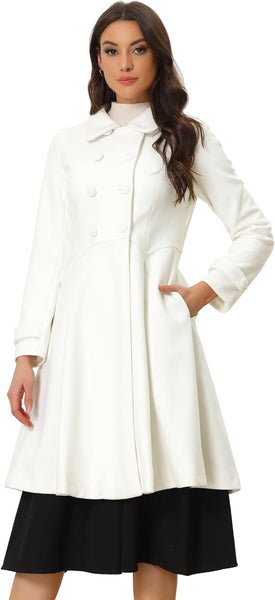 White Tailored Classic Long Sleeve A Line Pea Coat