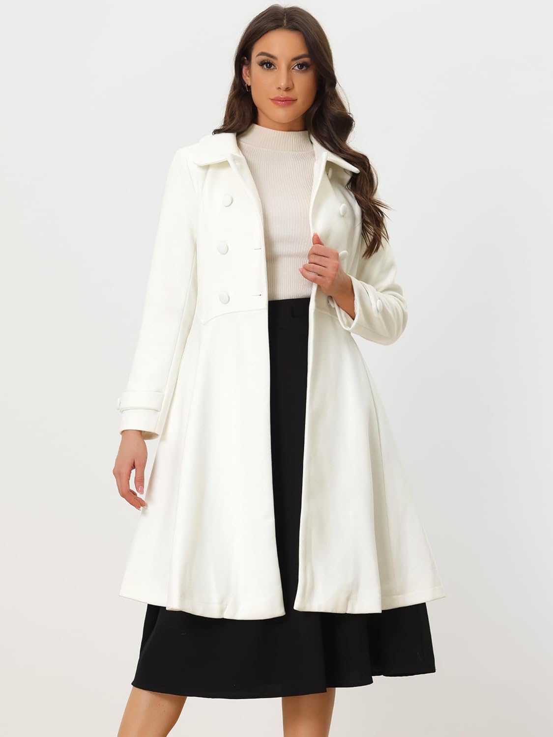 White Tailored Classic Long Sleeve A Line Pea Coat