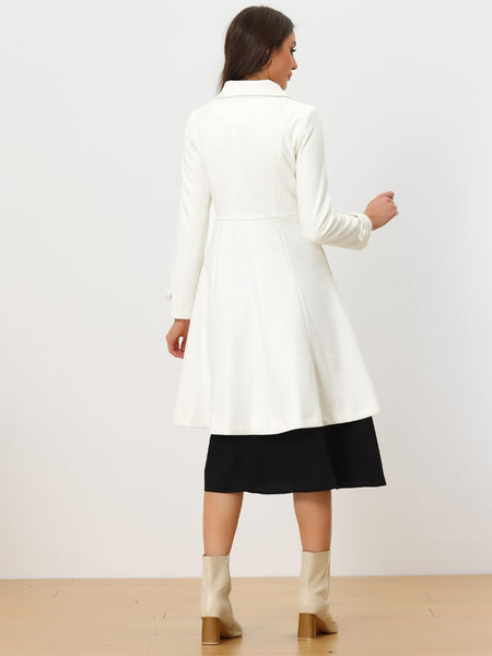 White Tailored Classic Long Sleeve A Line Pea Coat