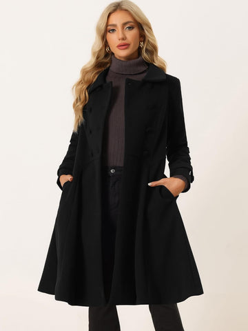 Black Tailored Classic Long Sleeve A Line Pea Coat