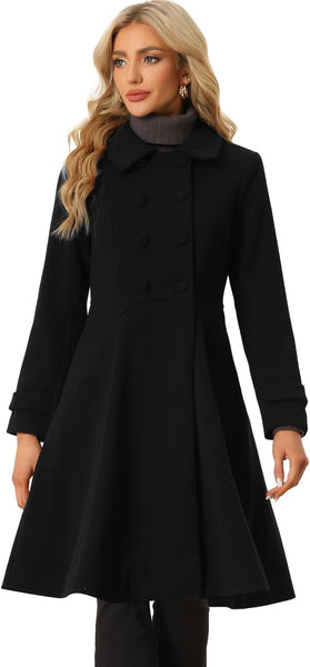 Black Tailored Classic Long Sleeve A Line Pea Coat