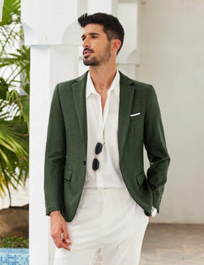 Men's Hunter Green Notched Lapel Long Sleeve Blazer