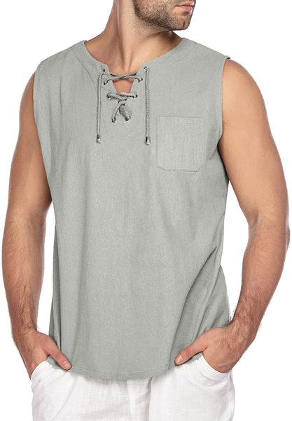 Men's Sleeveless Light Green Tank Top Beach Shirt