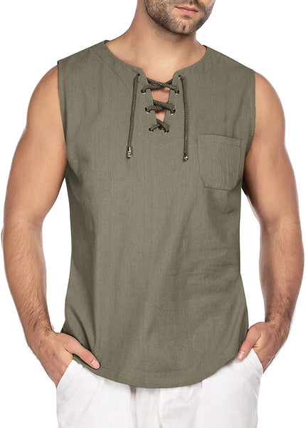 Men's Sleeveless Light Green Tank Top Beach Shirt