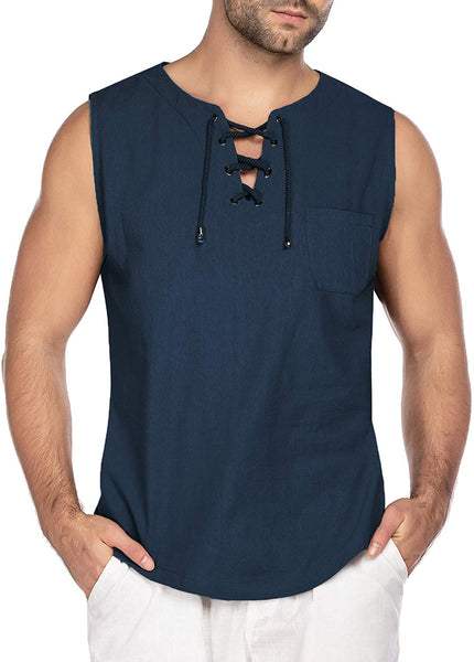 Men's Sleeveless Light Green Tank Top Beach Shirt