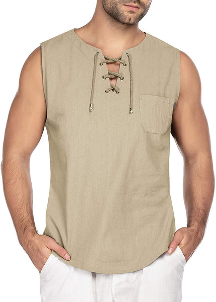 Men's Sleeveless Light Green Tank Top Beach Shirt