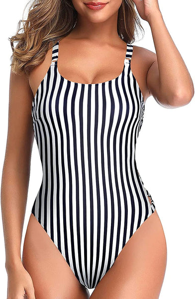 Blue Dyed Criss Cross One Piece Swimsuit