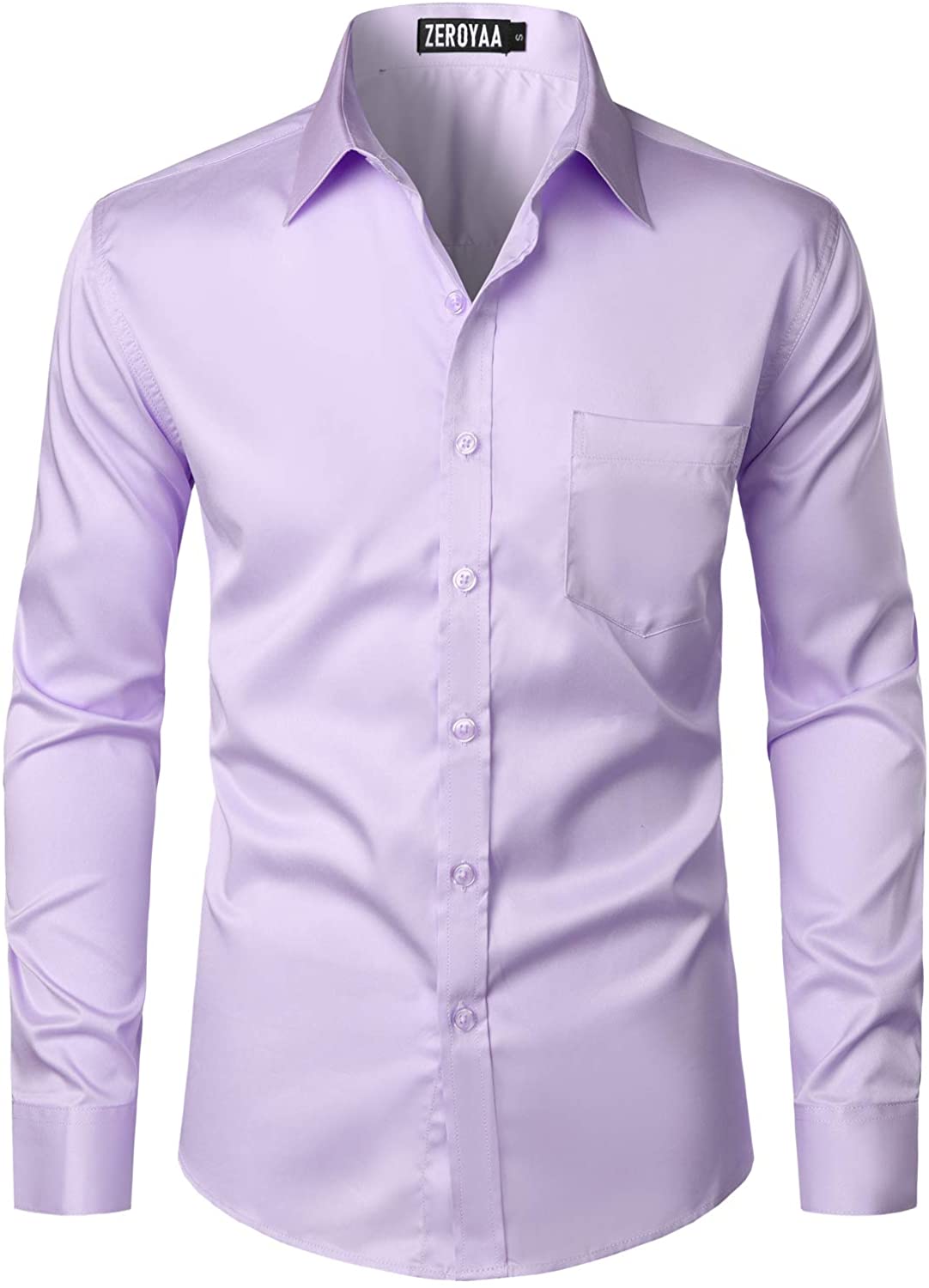 Men's Lavender Casual Business Button Up Dress Shirt with Pocket