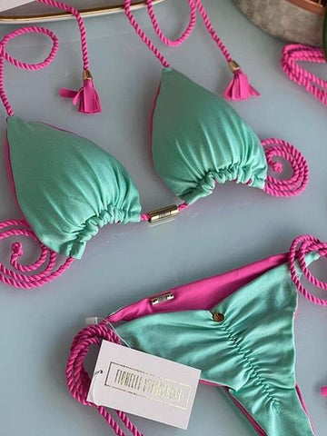 Baecation Mint Pink String 2pc Bikini Swimsuit