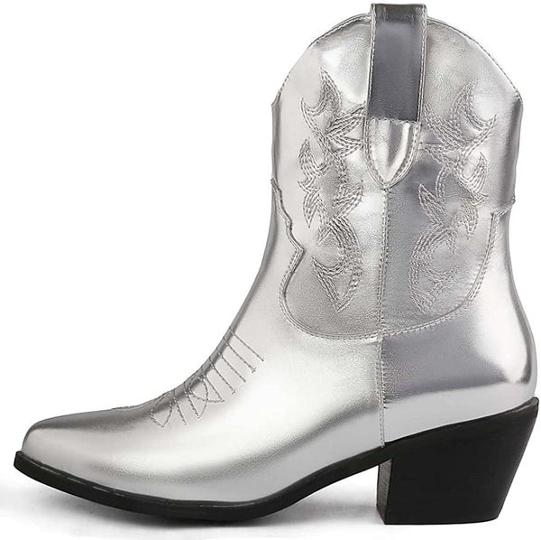 Country Beauty White Western Style Cowgirl Mid Calf Boots