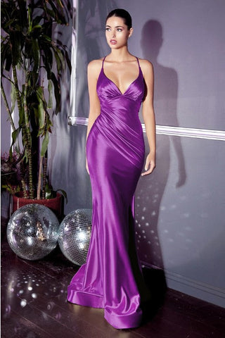 Seychelles Orchid Fitted Satin Waistband Gown