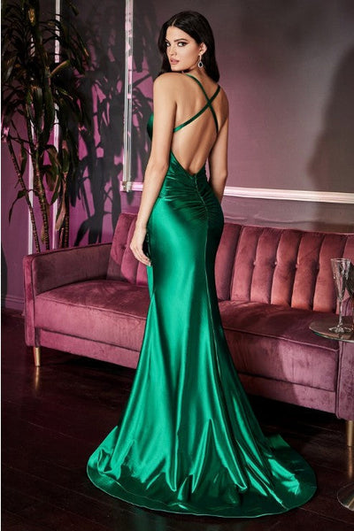 Seychelles Emerald Fitted Satin Waistband Gown