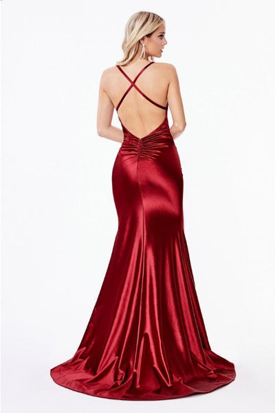 Seychelles Red Fitted Satin Waistband Gown