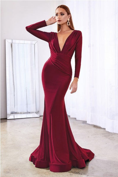 Samui Emerald Long Sleeve Fitted Stretch Jersey Gown