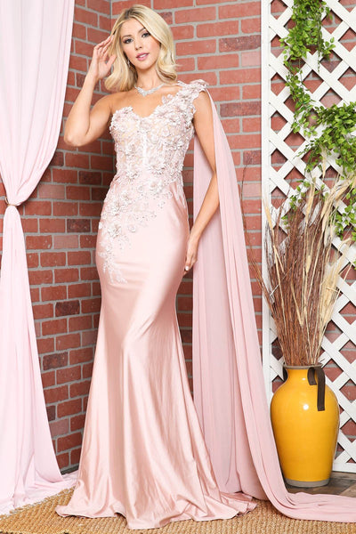 Elegant Off Shoulder Rose Gold Mermaid Gown