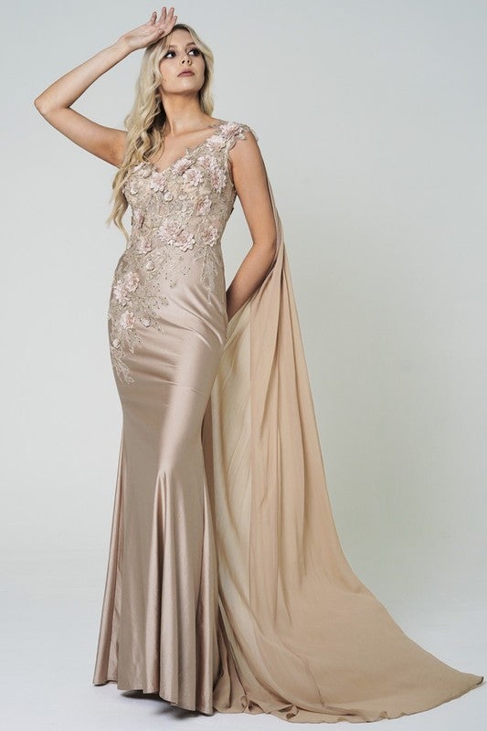 Elegant Off Shoulder Champagne Mermaid Gown