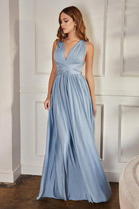 Sardinia Paris Blue Halter Wrap Ruched Maxi Dress