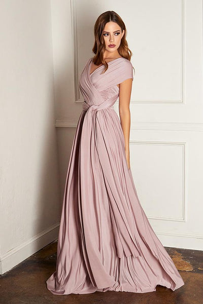 Sardinia Mauve Halter Wrap Ruched Maxi Dress