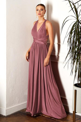 Sardinia Mauve Halter Wrap Ruched Maxi Dress