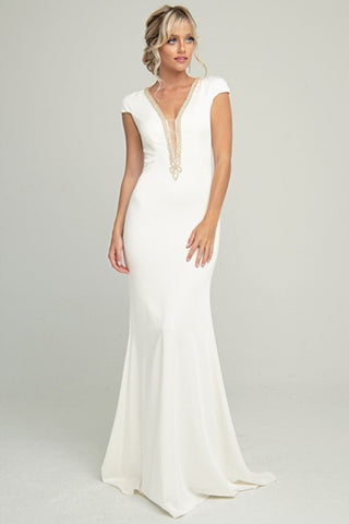 Embellished Neckline Bridal Gown