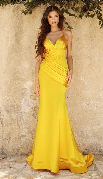 Seychelles Marigold Fitted Satin Waistband Gown