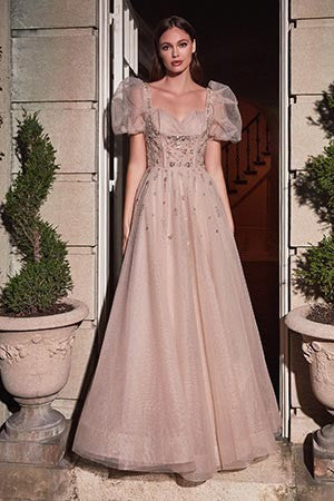 Lucy Rose Champagne Puff Sleeve Sweetheart Ball Gown