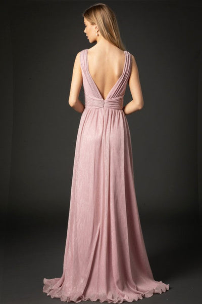 Lilac Sleeveless Deep V-Neck Metallic Maxi Dress