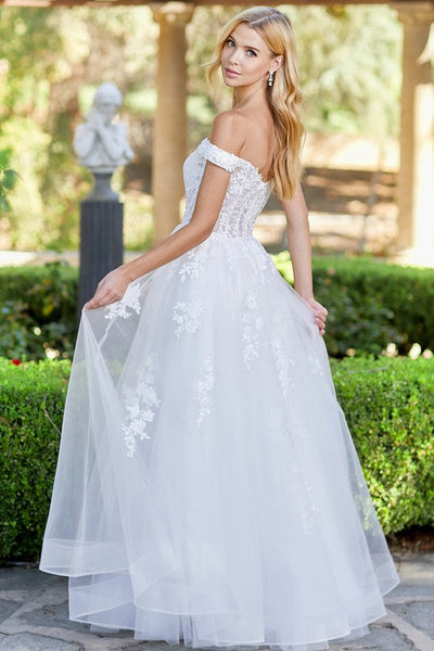 Sweetheart White Off Shoulder A Line Prom Dress