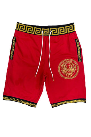 Red Men's Black and Gold Detail Shorts