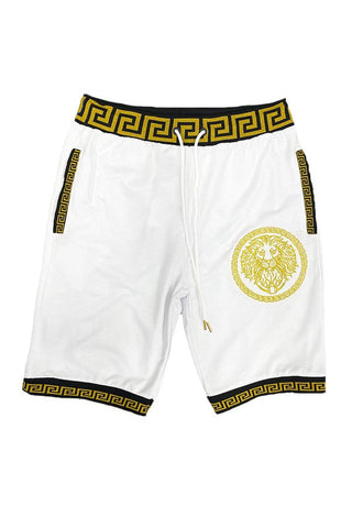 White Men's Black and Gold Detail Shorts