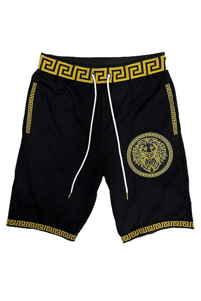 White Men's Black and Gold Detail Shorts