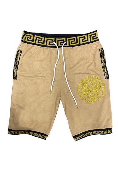 Red Men's Black and Gold Detail Shorts