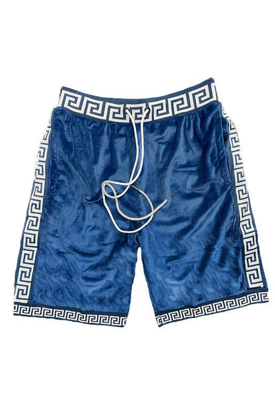 Men's Black-Gold Status Print Velour Shorts Suede Shorts