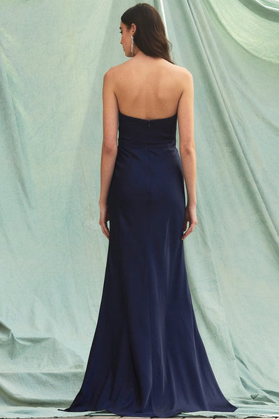 Sweetheart Navy Satin Strapless Mermaid Gown