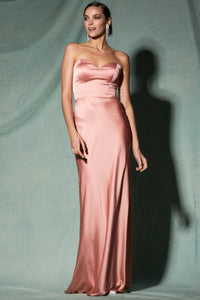 Sweetheart Rose Gold Satin Strapless Mermaid Gown