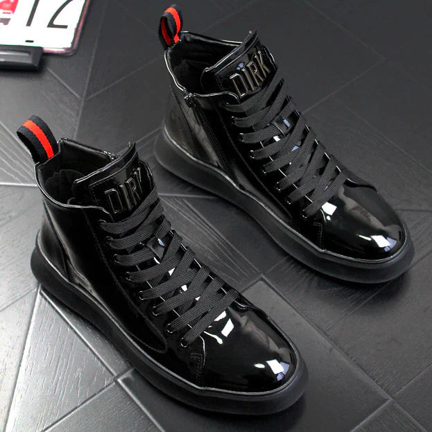 Carter Black High Cut Shiny Patent Leather Board Shoes