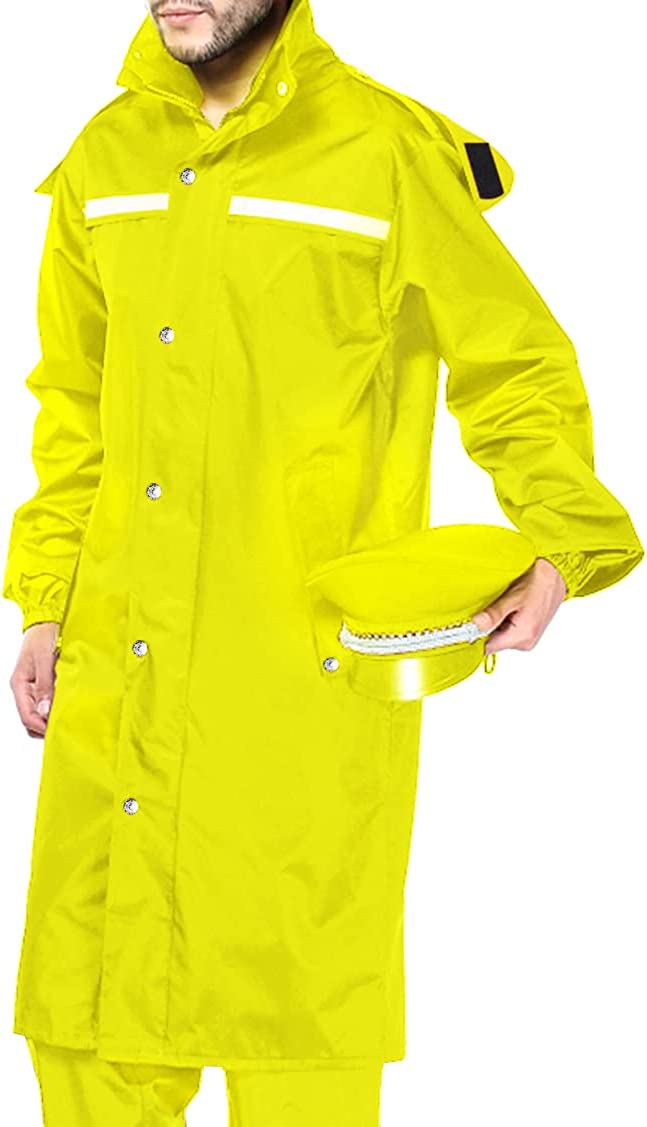 Men's Yellow PVC Lightweight Long Rain Jacket