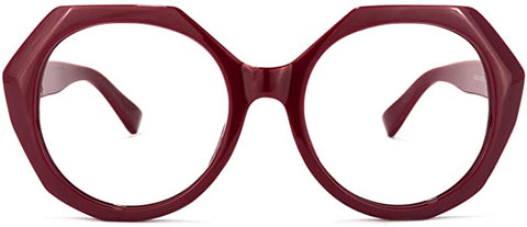 Annabelle Style Red Wine Colored Geometric Clear Frames