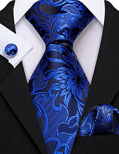 Men's Gold Print Silk Tie Set w/Handkerchief & Cufflinks