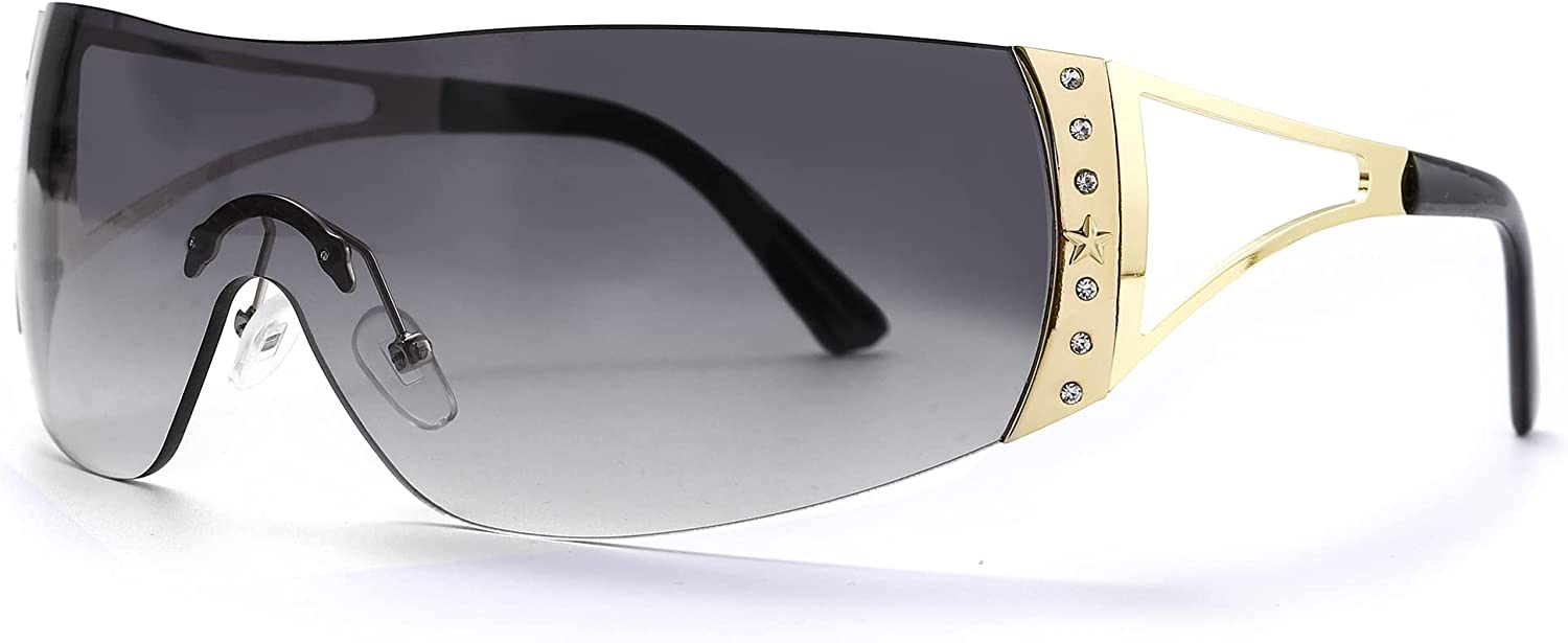 Gradient Grey Lens Futuristic Frameless Sunglasses