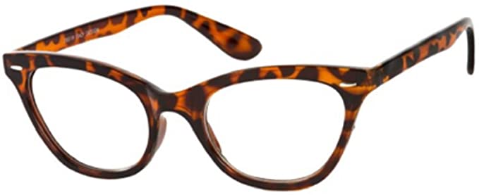 80"s Inspired Leopard Cat Eye Clear Reader Style Glasses