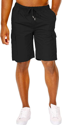 Classic Loose Fit Black Multi Pockets Men's Cargo Shorts